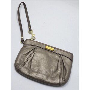 Coach Metallic Bronze Leather Wristlet Clutch 7.5" x 5.5"